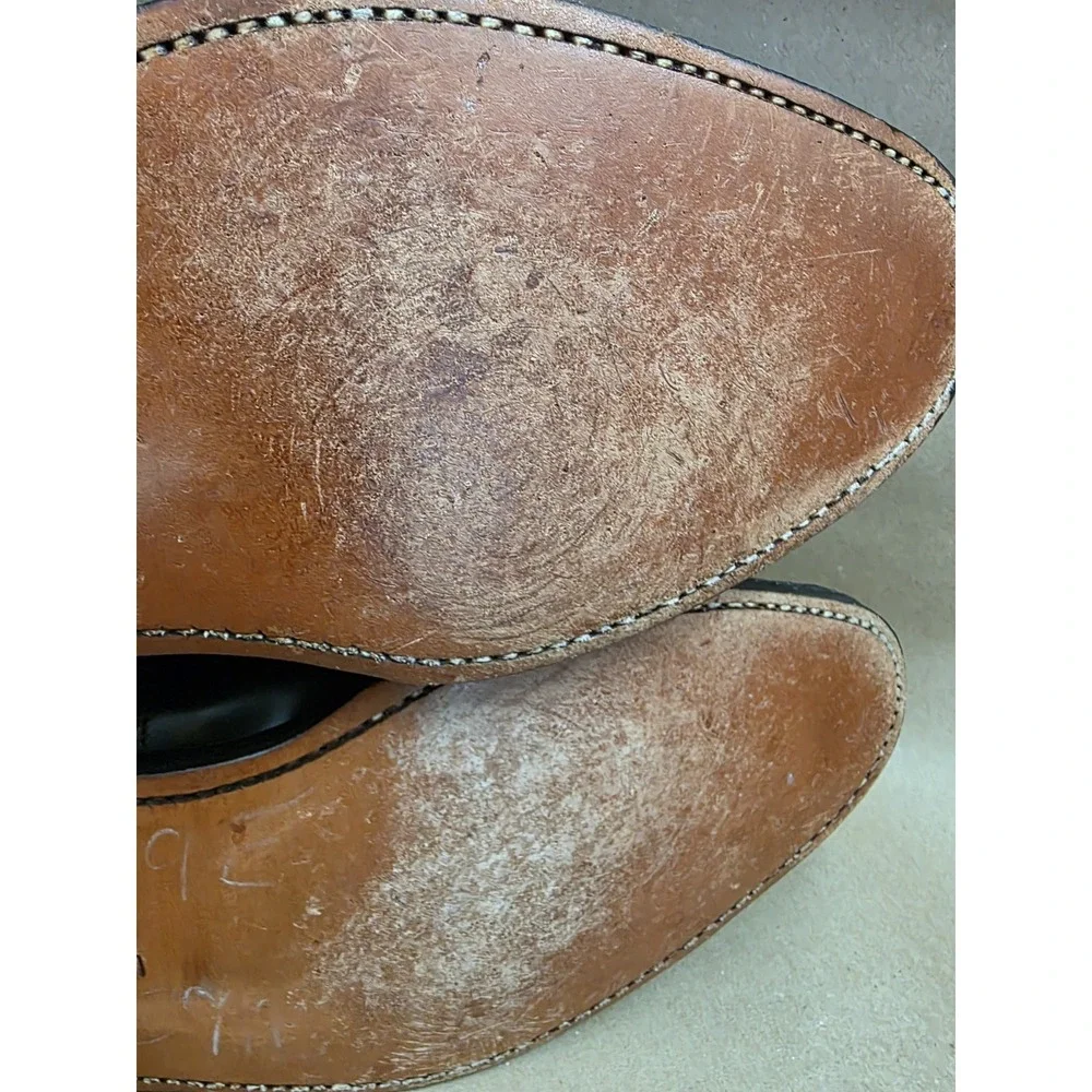 Johnston & Murphy (Sz 9 E/C) Leather Wingtip Oxford Black Dress Shoes Mens WIDE
